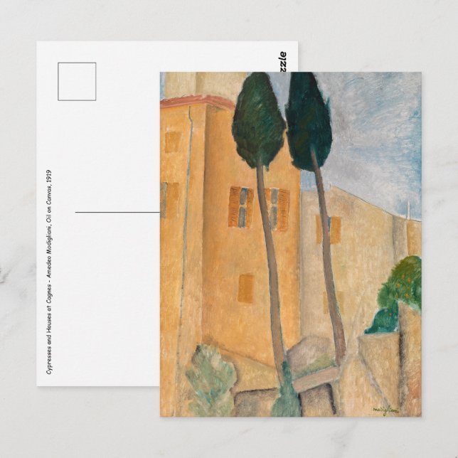 Amedeo Modigliani - Cypresses and Houses at Cagnes Postcard (Front/Back)