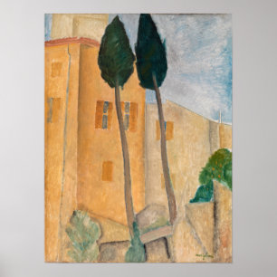 Amedeo Modigliani - Cypresses and Houses at Cagnes Poster