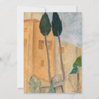 Amedeo Modigliani - Cypresses and Houses at Cagnes