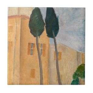 Amedeo Modigliani - Cypresses and Houses at Cagnes Tile