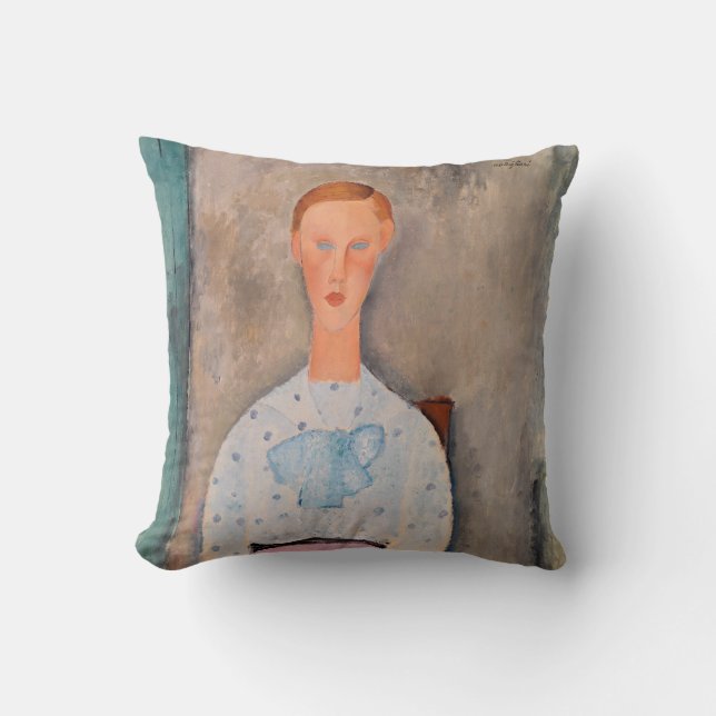 Amedeo Modigliani - Girl with a Polka-Dot Blouse Throw Pillow (Front)