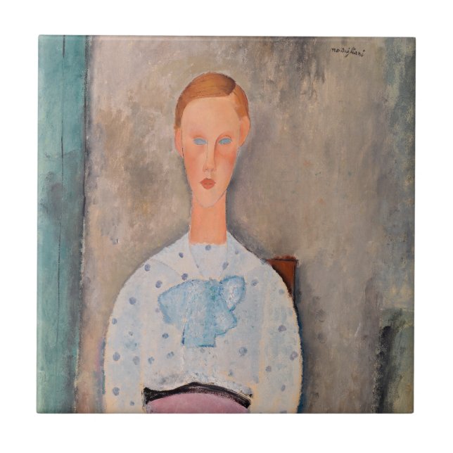 Amedeo Modigliani - Girl with a Polka-Dot Blouse Tile (Front)