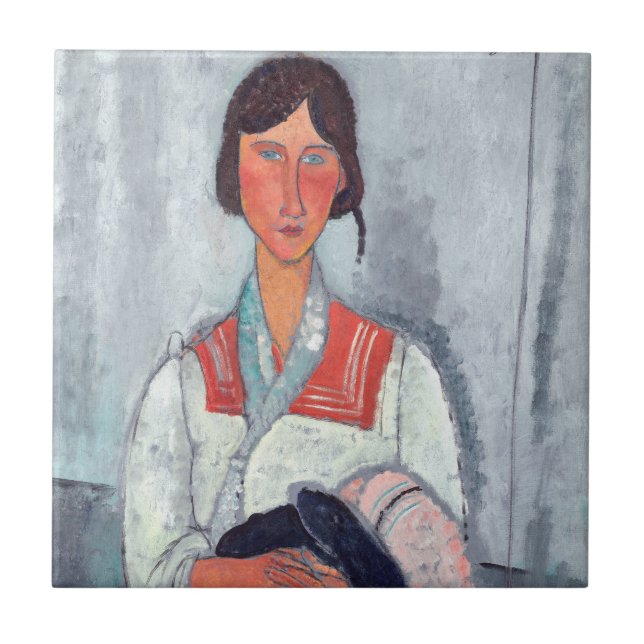 Amedeo Modigliani - Gypsy Woman with Baby Tile (Front)