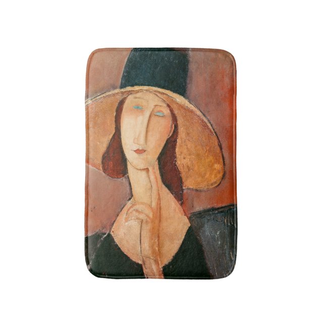 Amedeo Modigliani - Jeanne Hebuterne in Large Hat Bath Mat (Front Vertical)