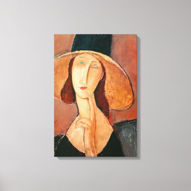 Amedeo Modigliani - Jeanne Hebuterne in Large Hat Canvas Print (Front)