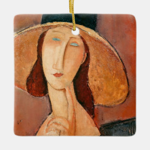 Amedeo Modigliani - Jeanne Hebuterne in Large Hat Ceramic Ornament
