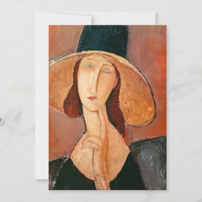 Amedeo Modigliani - Jeanne Hebuterne in Large Hat Invitation (Front)