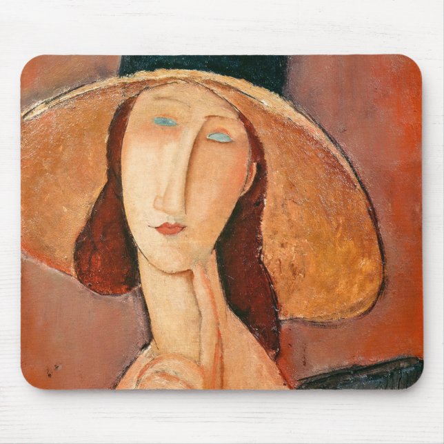 Amedeo Modigliani - Jeanne Hebuterne in Large Hat Mouse Pad (Front)