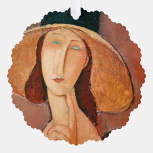 Amedeo Modigliani - Jeanne Hebuterne in Large Hat Ornament Card