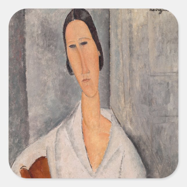 Amedeo Modigliani - Madame Hanka Zborowska Leaning Square Sticker (Front)