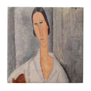 Amedeo Modigliani - Madame Hanka Zborowska Leaning Tile