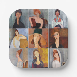 Amedeo Modigliani - Masterpieces Collage Paper Plate