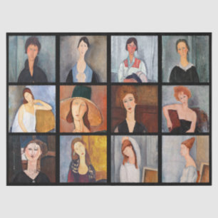 Amedeo Modigliani - Masterpieces Collage Poster Tissue Paper