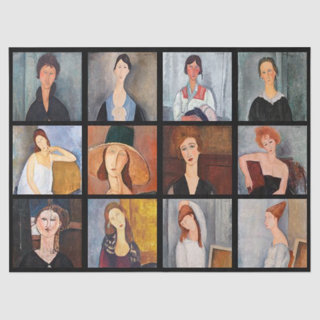 Amedeo Modigliani - Masterpieces Collage Poster Tissue Paper (Front)