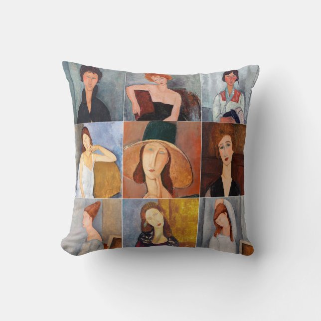 Amedeo Modigliani - Masterpieces Collage Throw Pillow (Front)