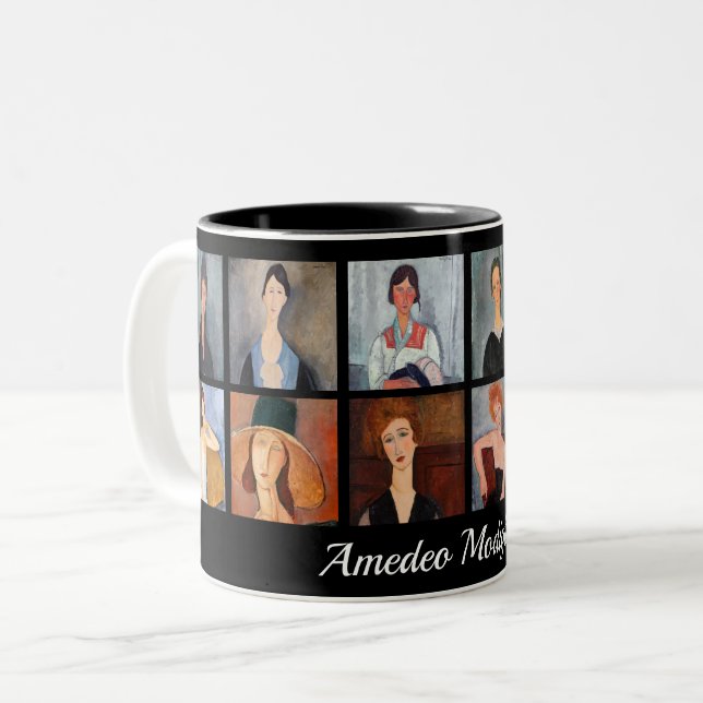 Amedeo Modigliani - Masterpieces Collage Two-Tone Coffee Mug (Front Left)