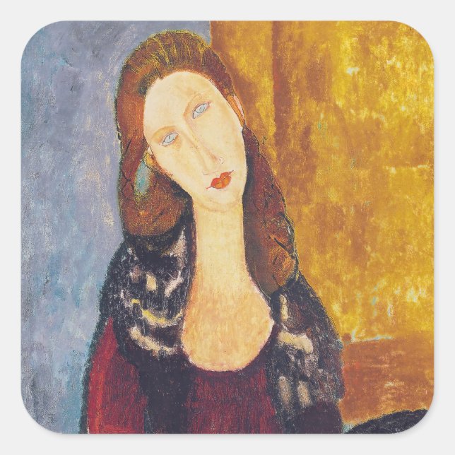 Amedeo Modigliani - Portrait Jeanne Hebuterne #2 Square Sticker (Front)