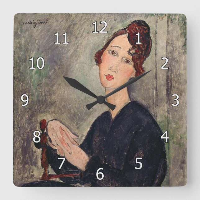 Amedeo Modigliani - Portrait of Dedie Hayden Square Wall Clock (Front)