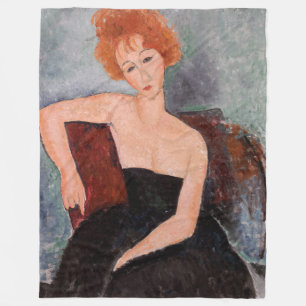 Amedeo Modigliani - Redheaded Girl Evening Dress Fleece Blanket