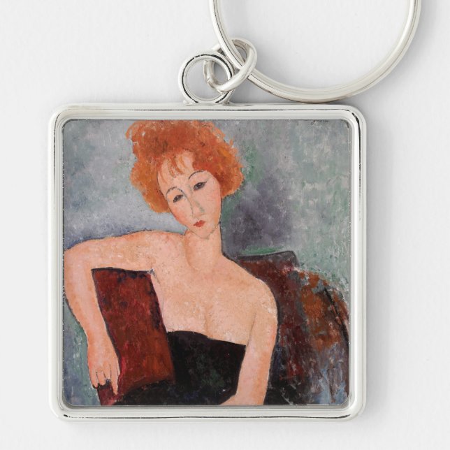 Amedeo Modigliani - Redheaded Girl Evening Dress Keychain (Front)