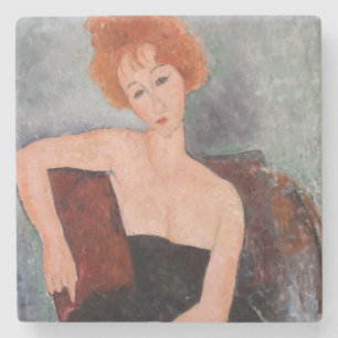 Amedeo Modigliani - Redheaded Girl Evening Dress Stone Coaster