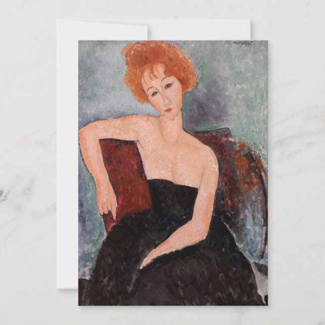 Amedeo Modigliani - Redheaded Girl Evening Dress Thank You Card (Front)