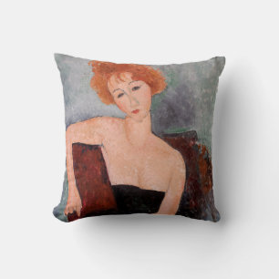 Amedeo Modigliani - Redheaded Girl Evening Dress Throw Pillow