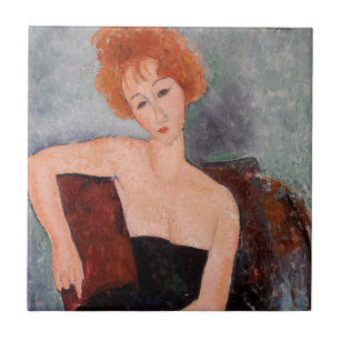 Amedeo Modigliani - Redheaded Girl Evening Dress Tile