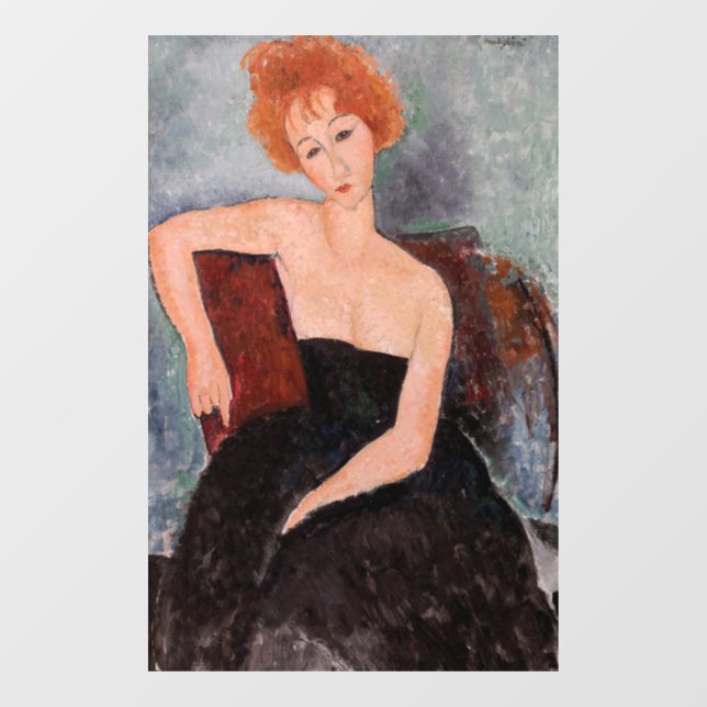 Amedeo Modigliani - Redheaded Girl Evening Dress Window Cling (Sheet)