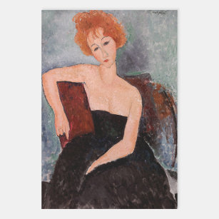 Amedeo Modigliani - Redheaded Girl Evening Dress Wrapping Paper Sheet