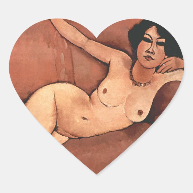Amedeo Modigliani Woman On A Sofa Heart Sticker (Front)
