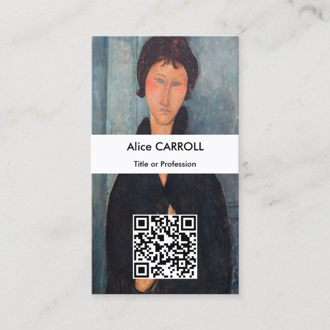 Amedeo Modigliani - Woman with Blue Eyes - QR Code Business Card (Front)