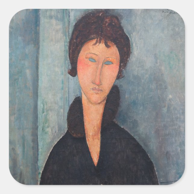 Amedeo Modigliani - Woman with Blue Eyes Square Sticker (Front)
