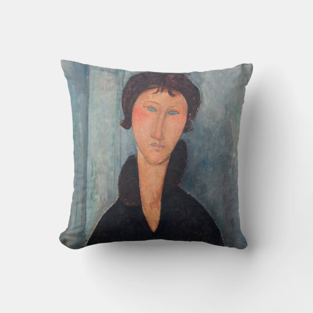 Amedeo Modigliani - Woman with Blue Eyes Throw Pillow (Front)