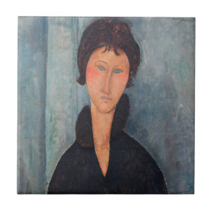 Amedeo Modigliani - Woman with Blue Eyes Tile