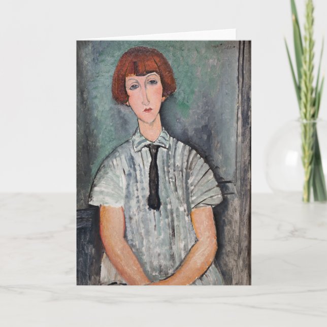 Amedeo Modigliani - Young Girl in a Striped Blouse Card (Front)