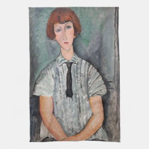 Amedeo Modigliani - Young Girl in a Striped Blouse Kitchen Towel