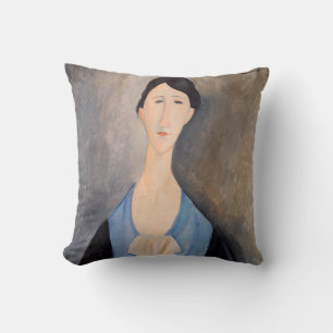 Amedeo Modigliani - Young Woman in Blue Throw Pillow