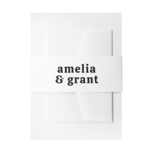Amelia Black White Modern Wedding Invitation Belly Band