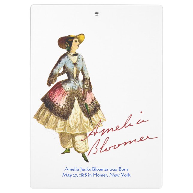 Amelia Bloomer Clipboard - Can Be Personalized (Back)