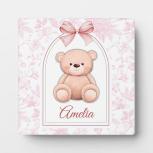 Amelia   Custom Pink Teddy Bear Nursery Design  Plaque