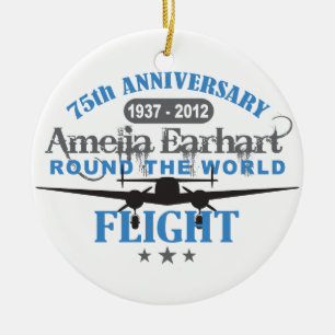 Amelia Earhart 75 Year Anniversary Ceramic Ornament