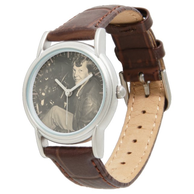 Amelia Earhart Airplane Cockpit Photo 1937 Women's Watch (Angled)