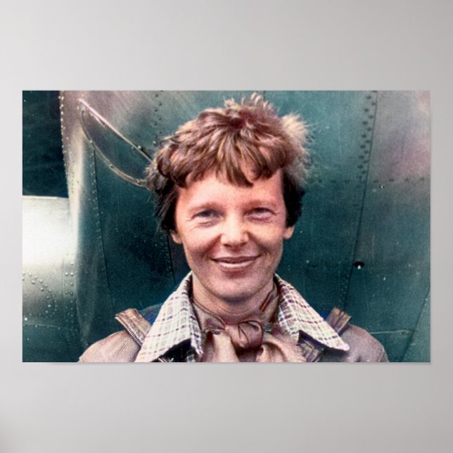 Amelia Earhart and Her Lockheed Electra Colorized  Poster (Front)