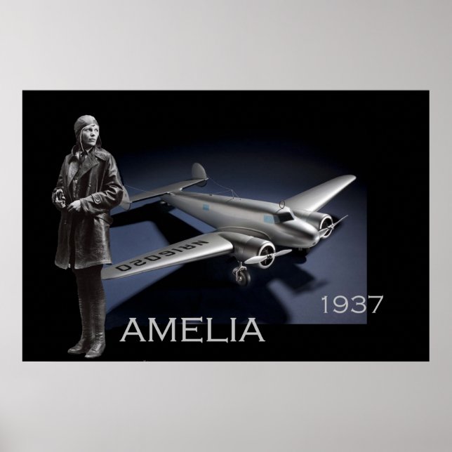 Amelia Earhart and her Lockheed Electra plane Poster (Front)