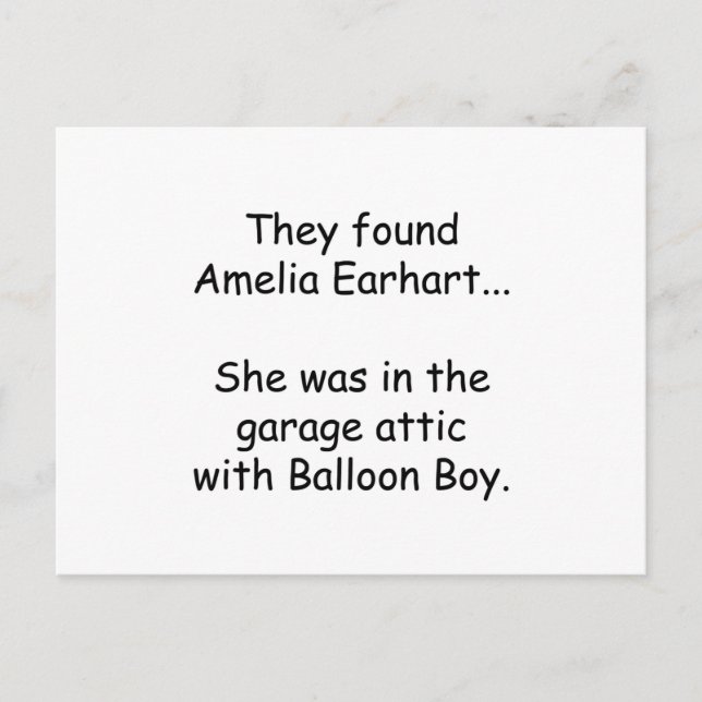 Amelia Earhart & Balloon Boy Postcard (Front)