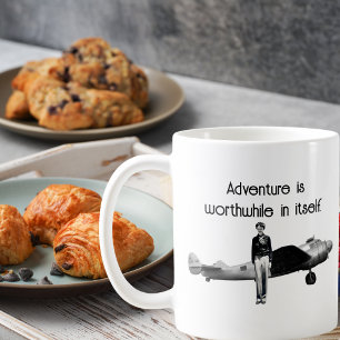 Amelia Earhart Black White Photo,Aviation Quote Coffee Mug