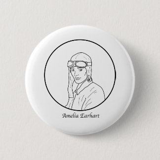 Amelia Earhart Line Portrait 2 Inch Round Button