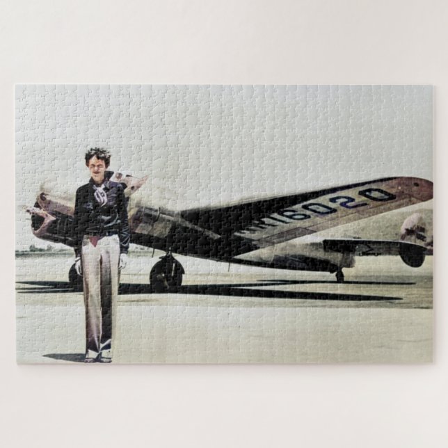 Amelia Earhart Lockheed Electra C 1937 Colorized  Jigsaw Puzzle (Horizontal)