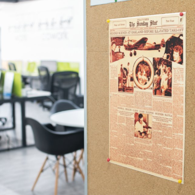 Amelia Earhart Newspaper Front Page Article  Poster (Creator Uploaded)